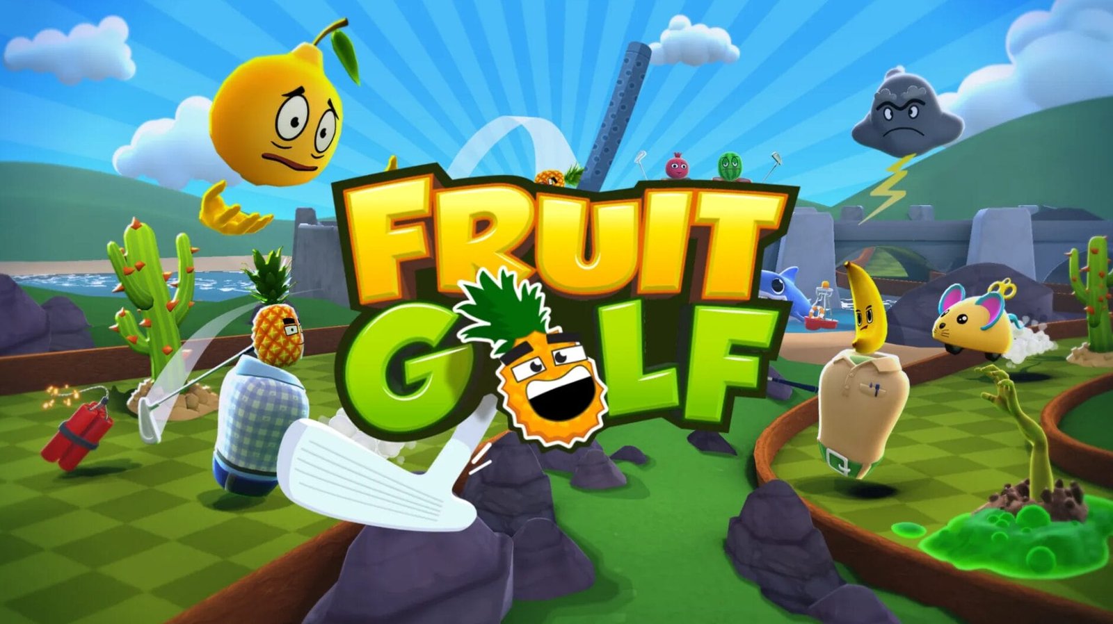 لعبة Fruit Golf هي لعبة احتفالية جماعية متاحة الآن لنظارات Quest. – Realm VR | عالم الواقع الإفتراضي